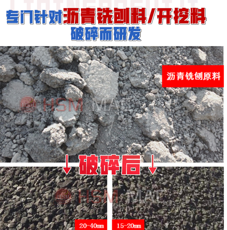 華(hua)盛銘雙齒輥(gun)破碎機 銑鑤(bao)料(liao)破碎(sui)機 銑鑤(bao)料(liao)破(po)碎篩(shai)分一(yi)體機(ji) 瀝青(qing)路麵破(po)碎機